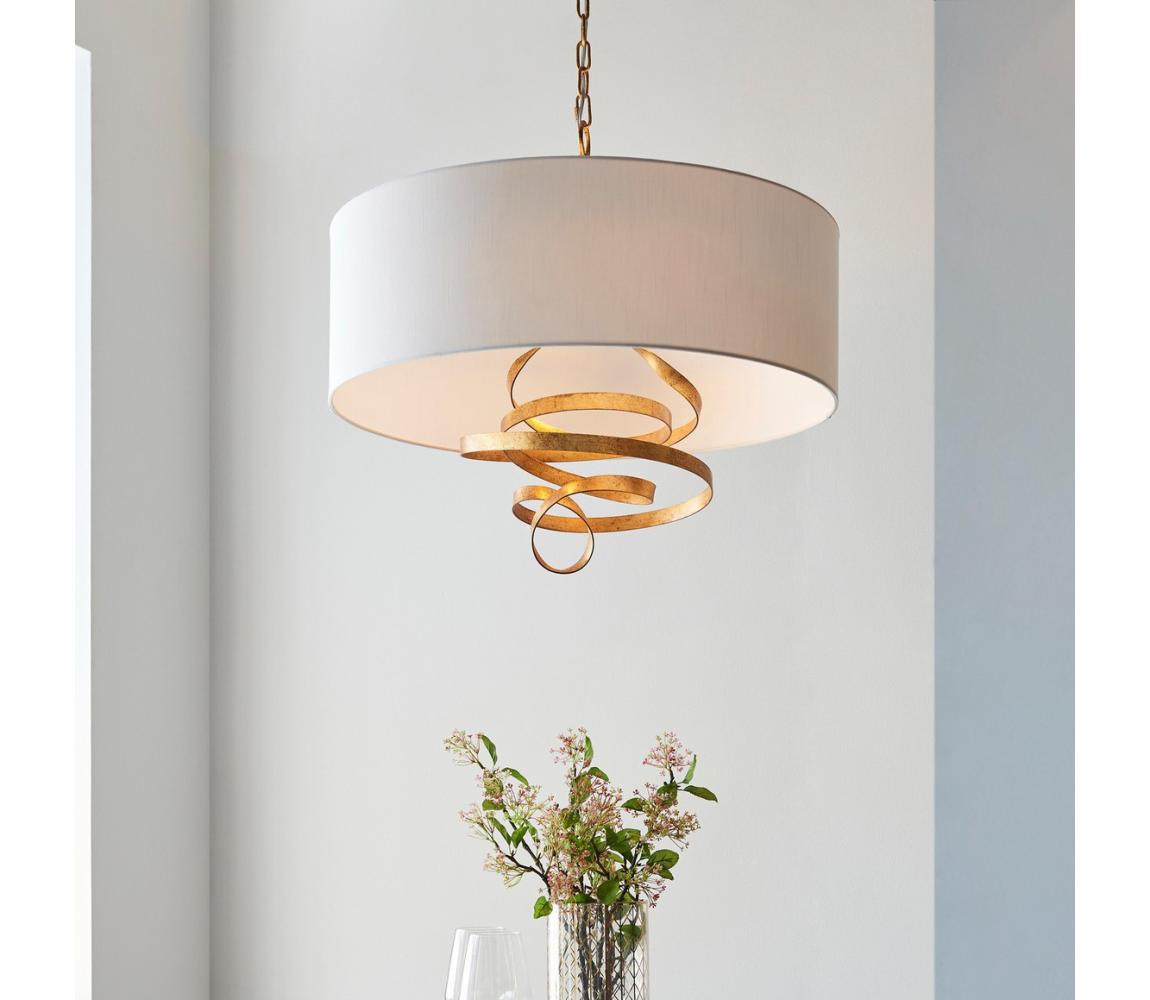 Endon 95268 - Závesný luster na reťazi, 3×E14/6W/230V, priemer 60 cm, biela/mosadz 95268