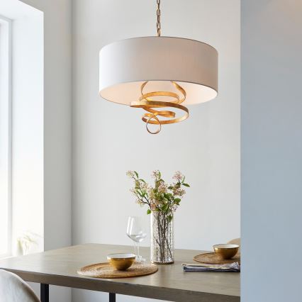 Endon 95268 - Závesný luster na reťazi, 3×E14/6W/230V, priemer 60 cm, biela/mosadz