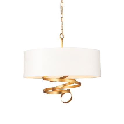 Endon 95268 - Závesný luster na reťazi, 3×E14/6W/230V, priemer 60 cm, biela/mosadz