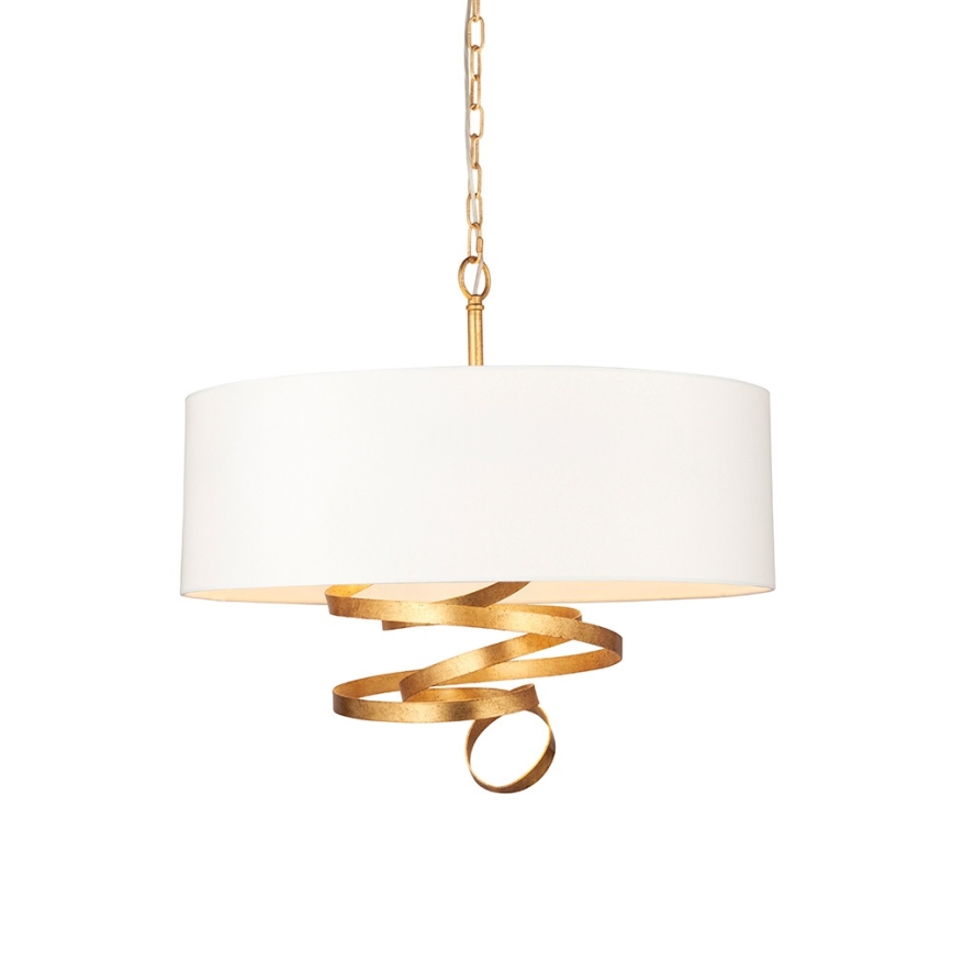 Endon 95268 - Závesný luster na reťazi, 3×E14/6W/230V, priemer 60 cm, biela/mosadz