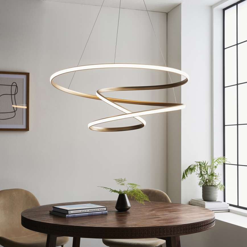 Endon 97639 - LED stmievateľný luster na lanku TWIRL LED/88W/230V 3000K zlatý