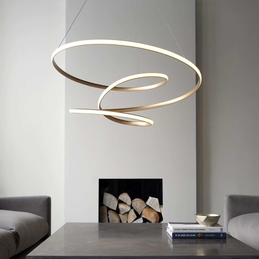 Endon 97639 - LED stmievateľný luster na lanku TWIRL LED/88W/230V 3000K zlatý