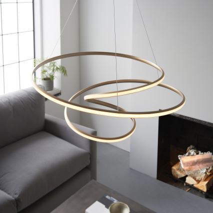 Endon 97639 - LED stmievateľný luster na lanku TWIRL LED/88W/230V 3000K zlatý
