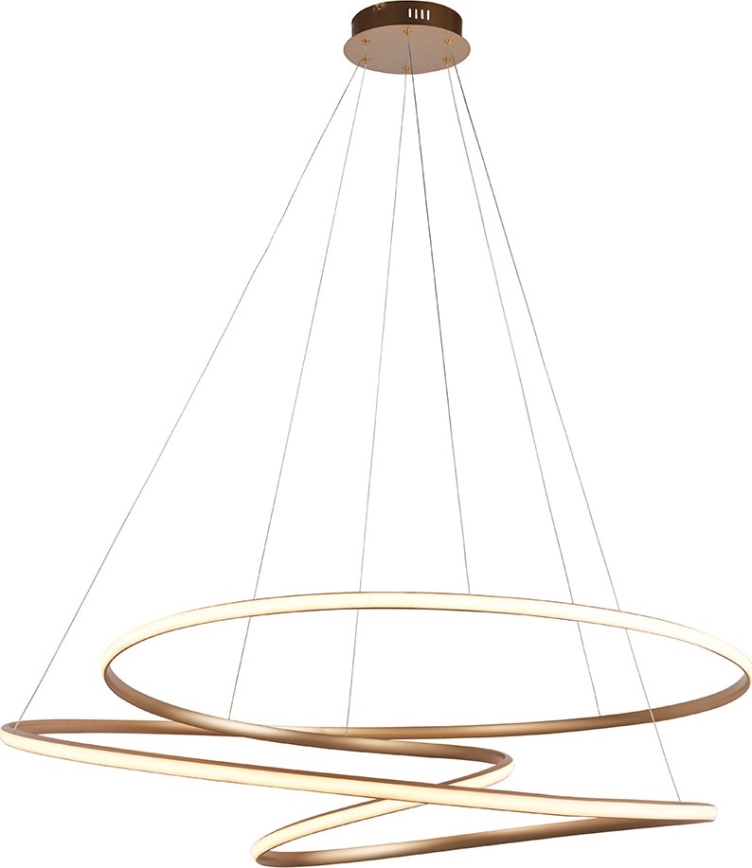 Endon 97645 - Stmievateľný LED luster na lanku TWIRL LED/131W/230V 3000K, zlatý