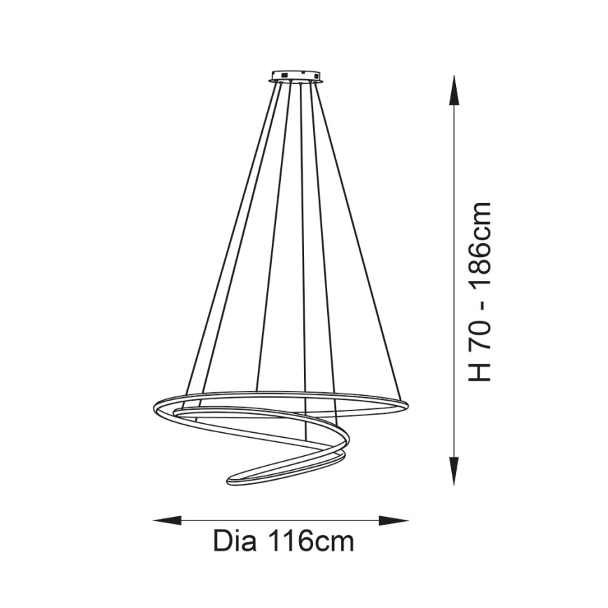 Endon 97645 - Stmievateľný LED luster na lanku TWIRL LED/131W/230V 3000K, zlatý