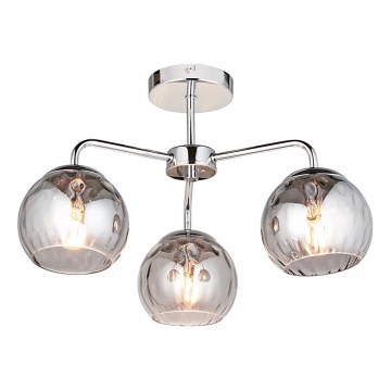 Endon 97971 - Prisadený luster DIMPLE 3xE14/25W/230V lesklý chróm/dymovo šedá