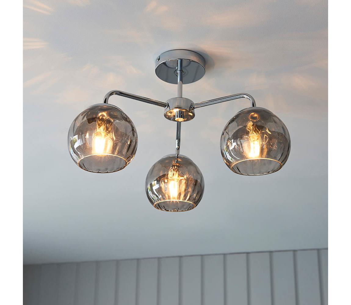 Endon 97971 - Prisadený luster DIMPLE 3xE14/25W/230V lesklý chróm/dymovo šedá 97971
