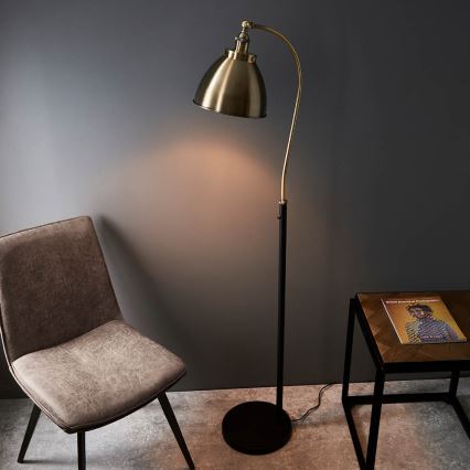 Endon 98748 - Stojacia lampa FRANKLIN 1xE27/10W/230V mosadz/čierna