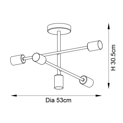 Endon 98786 - Luster na tyči SOHAN 5xE27/10W/230V mosadz