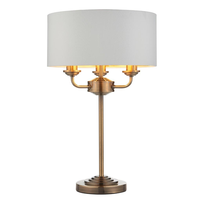 Endon 98932 - Stolná lampa HIGHCLERE 3xE14/18W/230V biela/mosadz pr. 32 cm