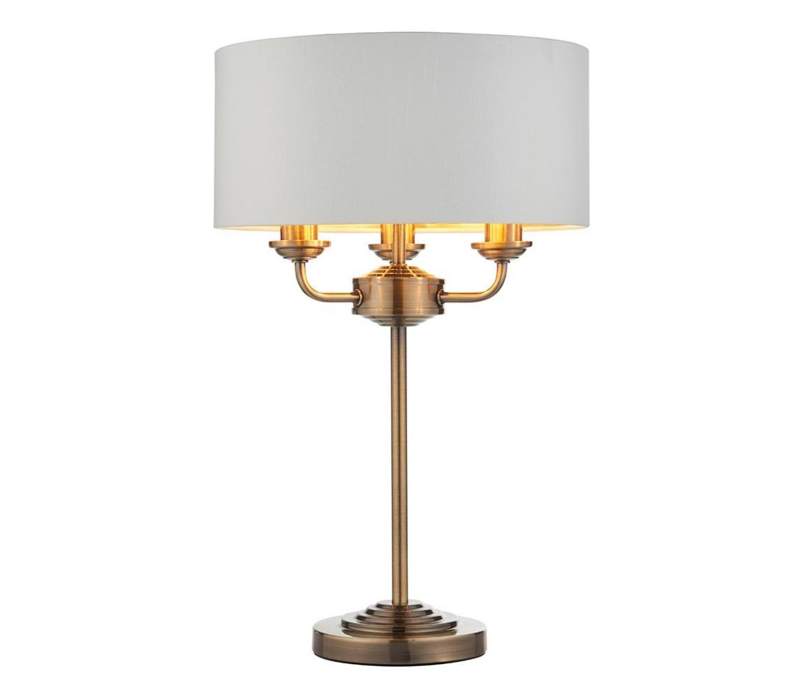 Endon 98932 - Stolná lampa HIGHCLERE 3xE14/18W/230V biela/mosadz pr. 32 cm 98932