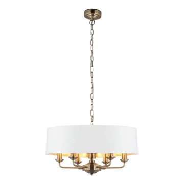 Endon 98933 - Luster na reťazi HIGHCLERE 6xE14/40W/230V biela/mosadz