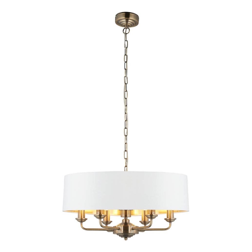 Endon 98933 - Luster na reťazi HIGHCLERE 6xE14/40W/230V biela/mosadz