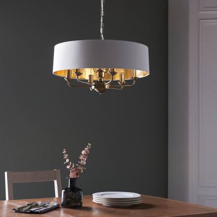 Endon 98933 - Luster na reťazi HIGHCLERE 6xE14/40W/230V biela/mosadz