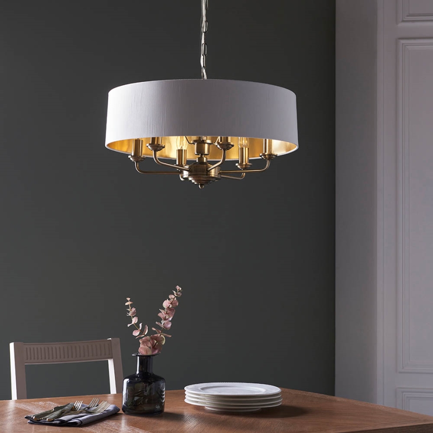 Endon 98933 - Luster na reťazi HIGHCLERE 6xE14/40W/230V biela/mosadz