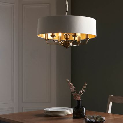 Endon 98933 - Luster na reťazi HIGHCLERE 6xE14/40W/230V biela/mosadz