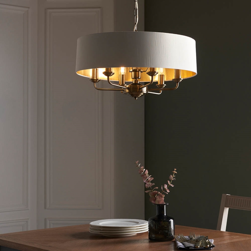 Endon 98933 - Luster na reťazi HIGHCLERE 6xE14/40W/230V biela/mosadz