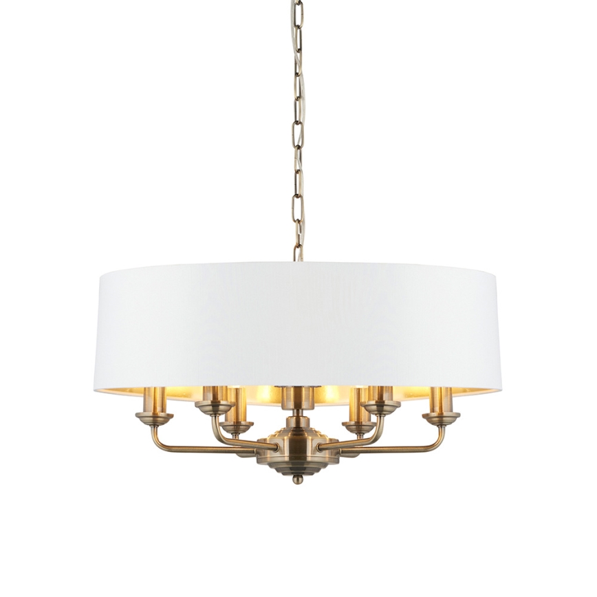 Endon 98933 - Luster na reťazi HIGHCLERE 6xE14/40W/230V biela/mosadz