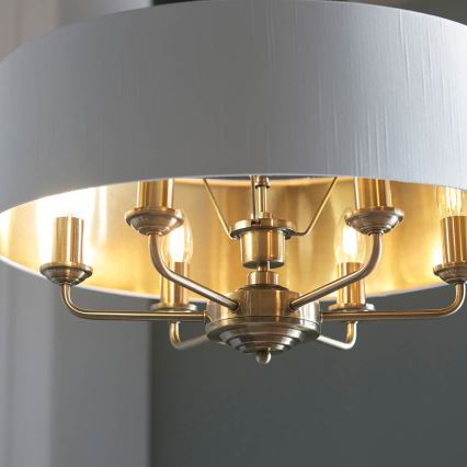 Endon 98933 - Luster na reťazi HIGHCLERE 6xE14/40W/230V biela/mosadz