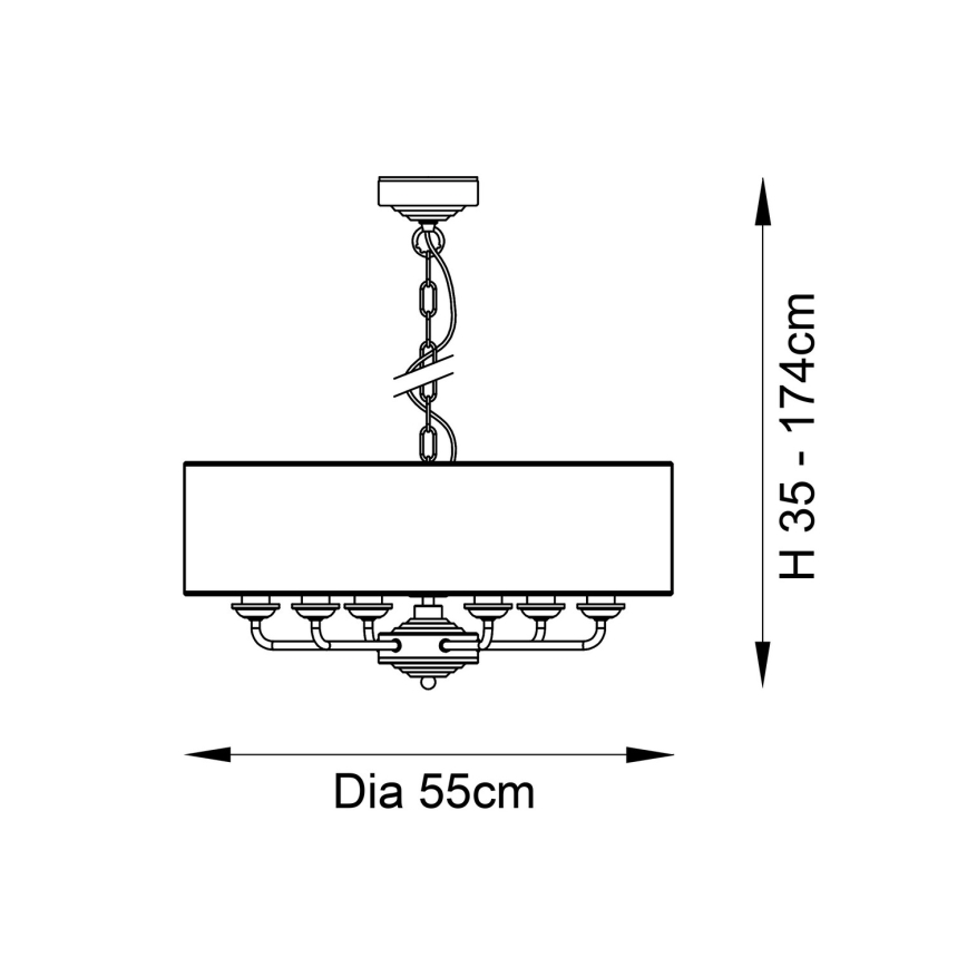 Endon 98933 - Luster na reťazi HIGHCLERE 6xE14/40W/230V biela/mosadz