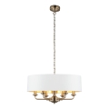 Endon 98933 - Luster na reťazi HIGHCLERE 6xE14/40W/230V biela/mosadz pr. 55 cm