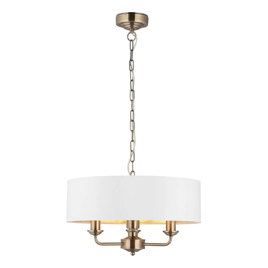 Endon 98934 - Luster na reťazi HIGHCLERE 3xE14/40W/230V biela/mosadz