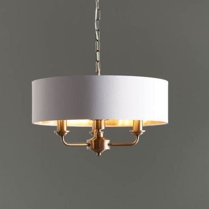 Endon 98934 - Luster na reťazi HIGHCLERE 3xE14/40W/230V biela/mosadz