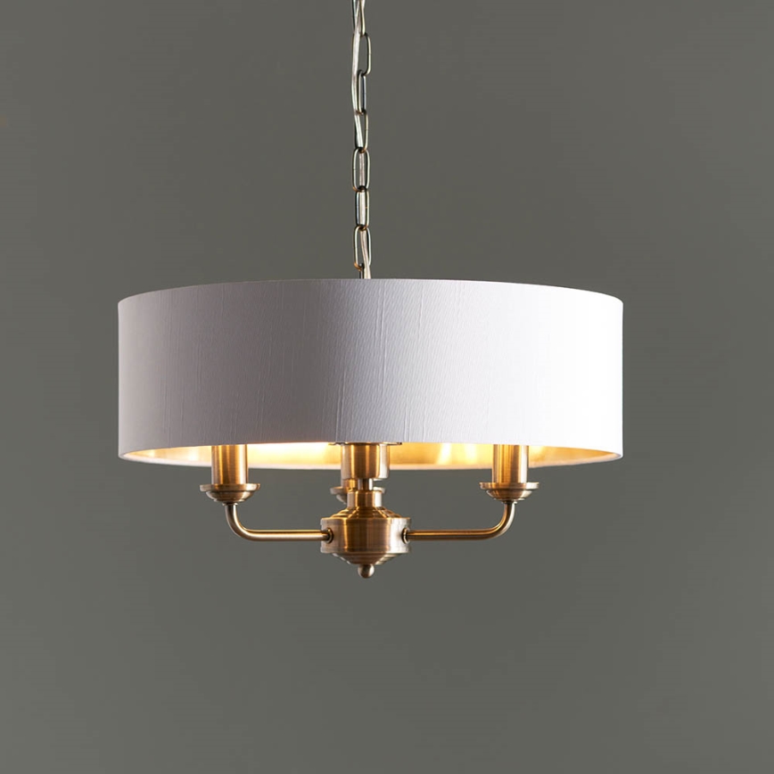 Endon 98934 - Luster na reťazi HIGHCLERE 3xE14/40W/230V biela/mosadz