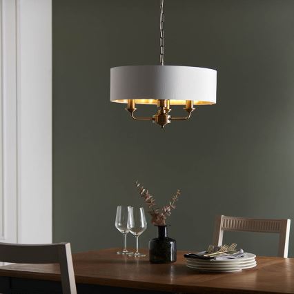 Endon 98934 - Luster na reťazi HIGHCLERE 3xE14/40W/230V biela/mosadz