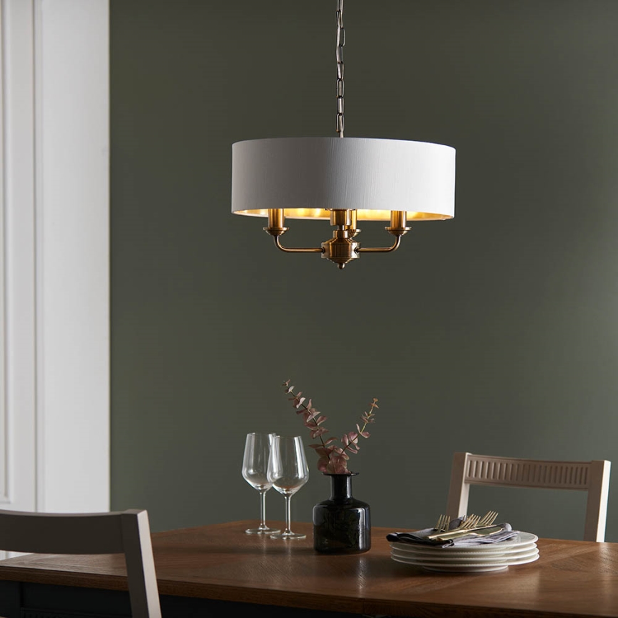 Endon 98934 - Luster na reťazi HIGHCLERE 3xE14/40W/230V biela/mosadz