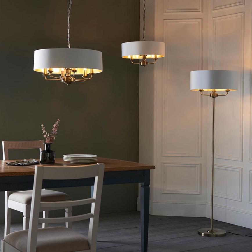 Endon 98934 - Luster na reťazi HIGHCLERE 3xE14/40W/230V biela/mosadz