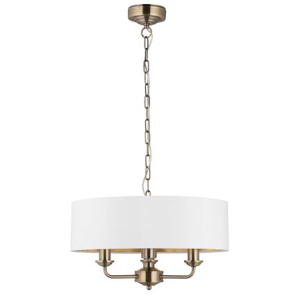 Endon 98934 - Luster na reťazi HIGHCLERE 3xE14/40W/230V biela/mosadz