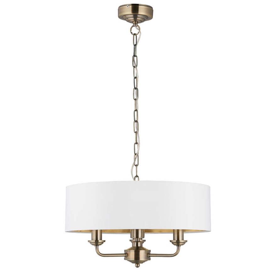 Endon 98934 - Luster na reťazi HIGHCLERE 3xE14/40W/230V biela/mosadz