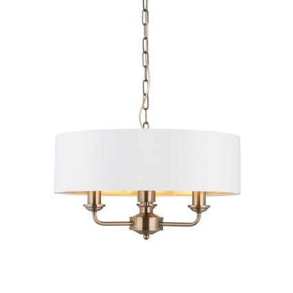 Endon 98934 - Luster na reťazi HIGHCLERE 3xE14/40W/230V biela/mosadz