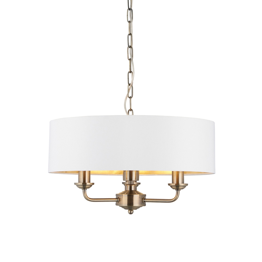 Endon 98934 - Luster na reťazi HIGHCLERE 3xE14/40W/230V biela/mosadz