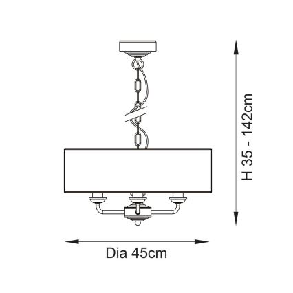 Endon 98934 - Luster na reťazi HIGHCLERE 3xE14/40W/230V biela/mosadz