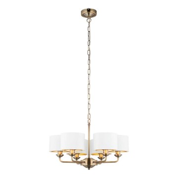 Endon 98936 - Luster na reťazi HIGHCLERE 6xE14/28W/230V biela/mosadz