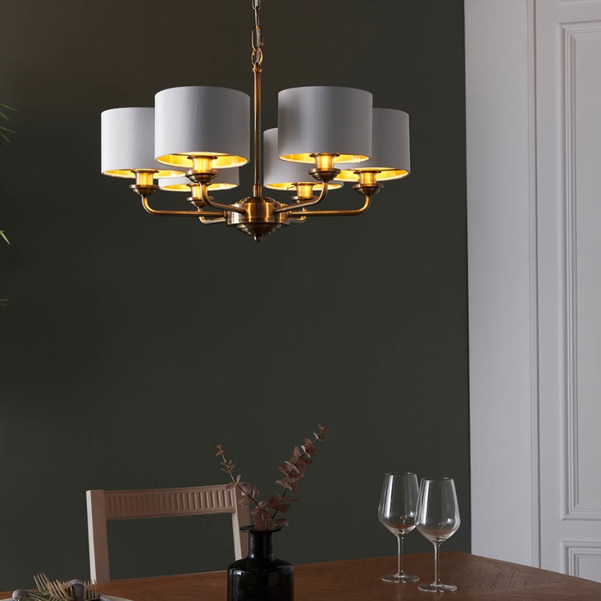 Endon 98936 - Luster na reťazi HIGHCLERE 6xE14/28W/230V biela/mosadz