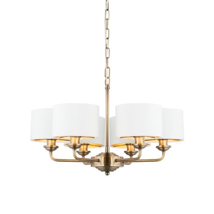 Endon 98936 - Luster na reťazi HIGHCLERE 6xE14/28W/230V biela/mosadz