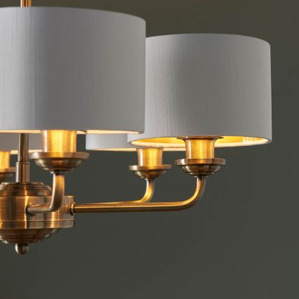Endon 98936 - Luster na reťazi HIGHCLERE 6xE14/28W/230V biela/mosadz