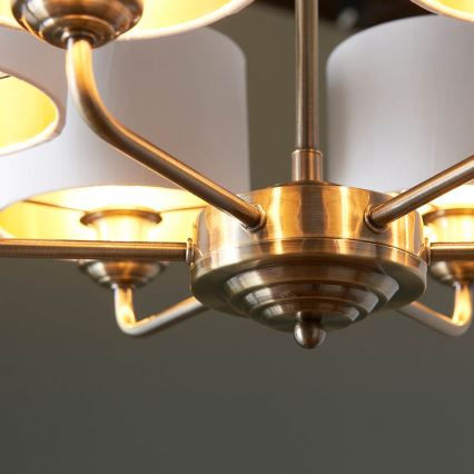 Endon 98936 - Luster na reťazi HIGHCLERE 6xE14/28W/230V biela/mosadz