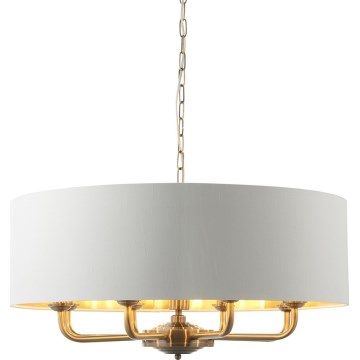 Endon 98938 - Luster na reťazi HIGHCLERE 8xE14/40W/230V Ø 70 cm biela/mosadz