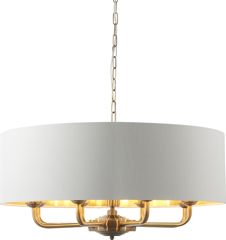 Endon 98938 - Luster na reťazi HIGHCLERE 8xE14/40W/230V Ø 70 cm biela/mosadz