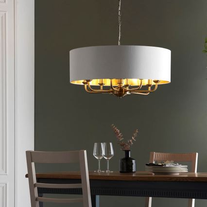Endon 98938 - Luster na reťazi HIGHCLERE 8xE14/40W/230V Ø 70 cm biela/mosadz