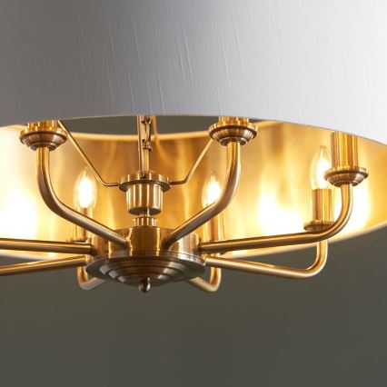 Endon 98938 - Luster na reťazi HIGHCLERE 8xE14/40W/230V Ø 70 cm biela/mosadz
