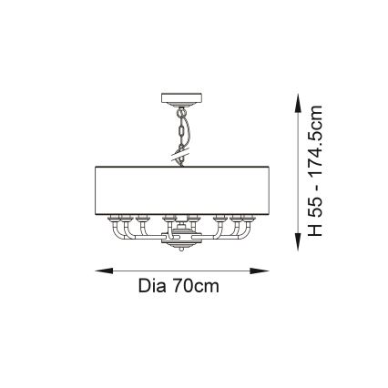 Endon 98938 - Luster na reťazi HIGHCLERE 8xE14/40W/230V Ø 70 cm biela/mosadz