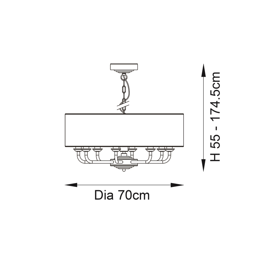 Endon 98938 - Luster na reťazi HIGHCLERE 8xE14/40W/230V Ø 70 cm biela/mosadz