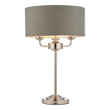 Endon 99149 - Stolná lampa HIGHCLERE 3xE14/18W/230V šedá/lesklý chróm pr. 32 cm