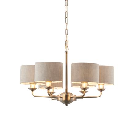 Endon 99151 - Luster na reťazi HIGHCLERE 6×E14/28W/230V sivá/matný chróm priemer 53 cm