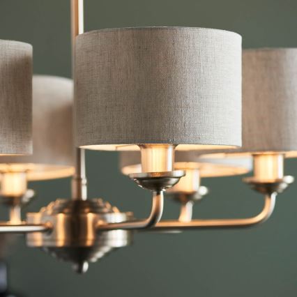 Endon 99151 - Luster na reťazi HIGHCLERE 6×E14/28W/230V sivá/matný chróm priemer 53 cm